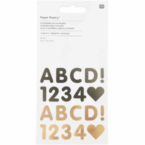 Paper Poetry Stickerblock Alphabet 16 Blatt schwarz gold