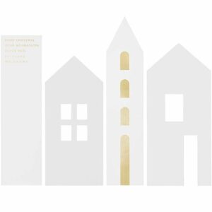 Paper Poetry Postkartendeko-Set Häuser weiß 4 Stück