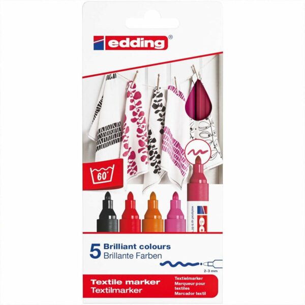 edding Textilmarker Set warm colours 5 Stück