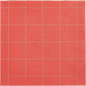 YEY! Let's Party Servietten Raster rot-gold 33x33cm 20 Stück