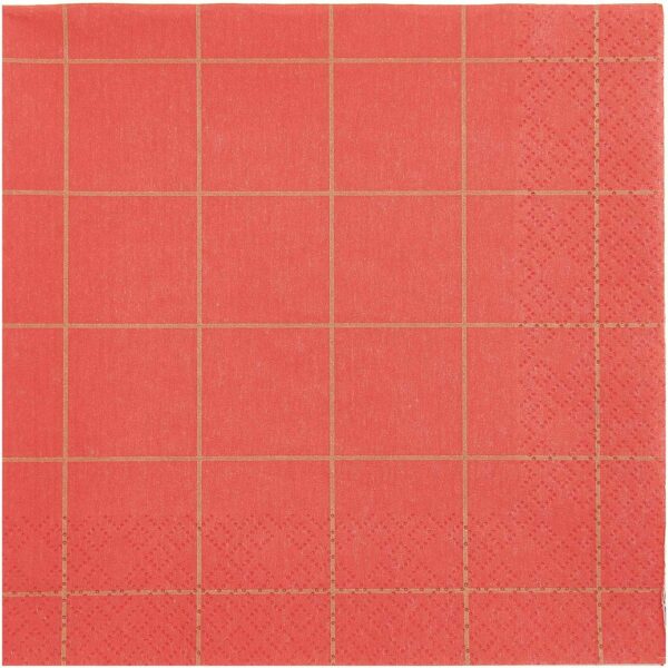 YEY! Let's Party Servietten Raster rot-gold 33x33cm 20 Stück