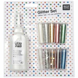 Rico Design Glitter Set 11teilig mit Kleber