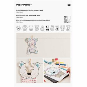 Paper Poetry Prickelblock Tiere weiß 21x14
