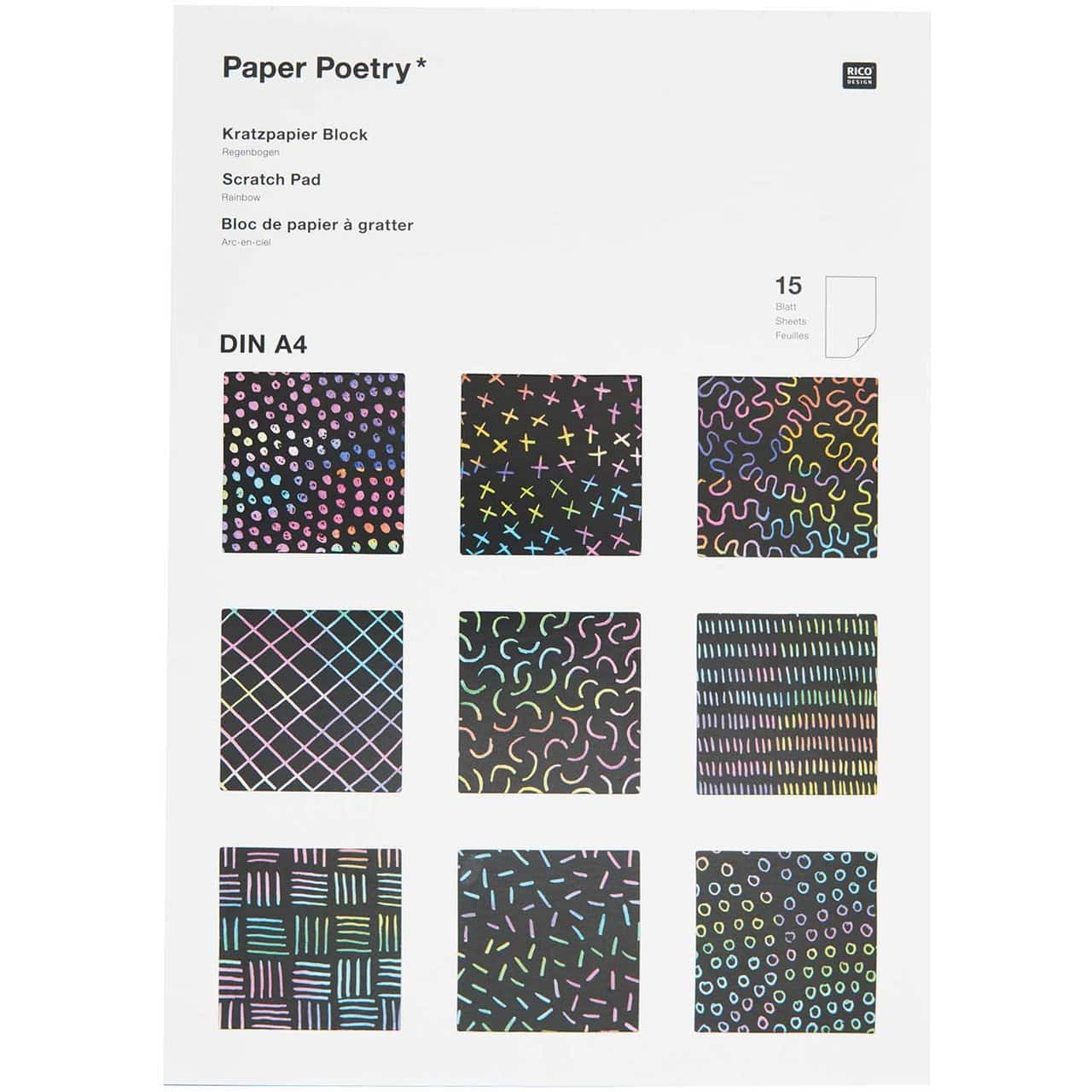 Paper Poetry Kratzpapierblock A4 15 Blatt