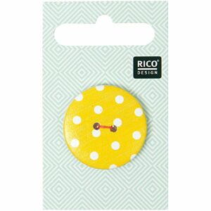 Rico Design Knopf gelb mit Punkte 3cm