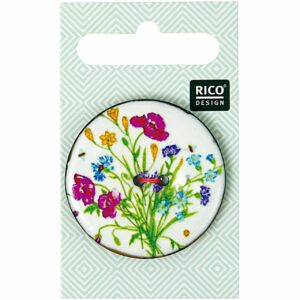 Rico Design Knopf floral weiß 4cm