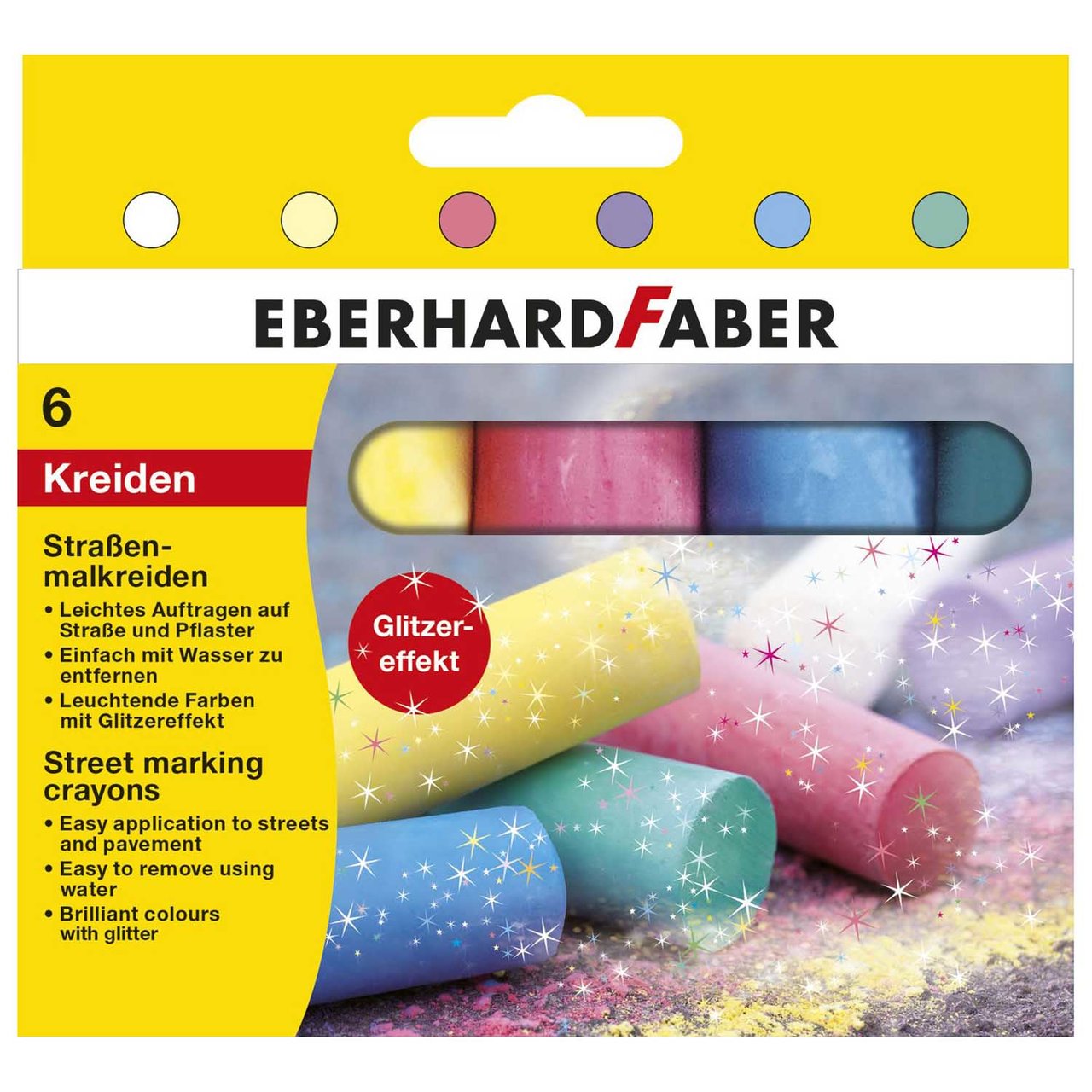 Eberhard Faber Straßenmalkreide Glitzer 6 Stück