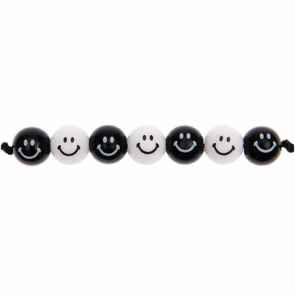 Rico Design Smiley® Originals Perlen rund schwarz-weiß 10mm 21 Stück