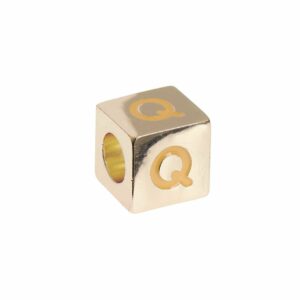 Rico Design itoshii – Ponii Beads Buchstabenwürfel gold 10x10x10mm Q