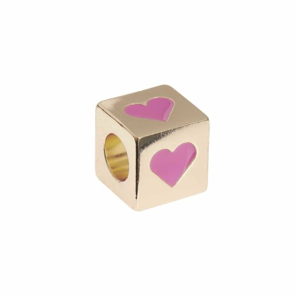 Rico Design itoshii - Ponii Beads Würfel Herz gold 10x10x10mm