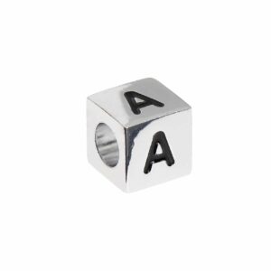 Rico Design itoshii – Ponii Beads Buchstabenwürfel silber 10x10x10mm A