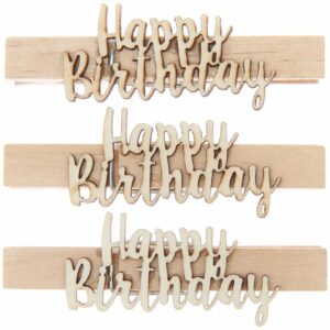 Rico Design Holzklammern Happy Birthday 10x70mm 3 Stück