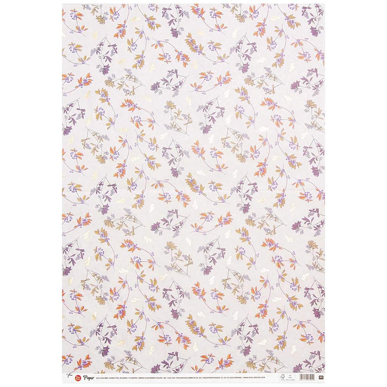 Rico Design Paper Patch Papier Blumen lila-orange 30x42cm