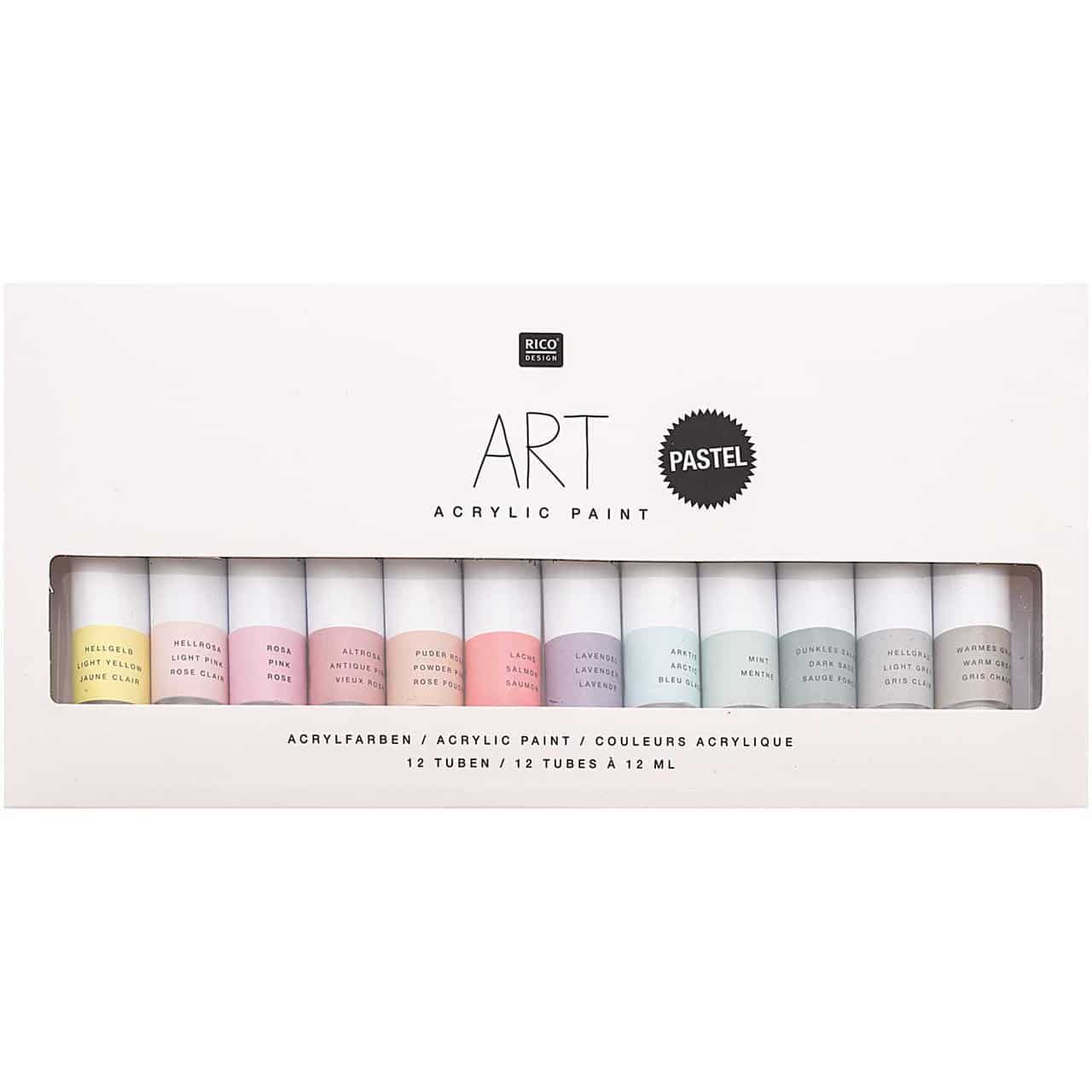 Rico Design ART Künstler Acrylfarben-Set Pastell 12x12ml