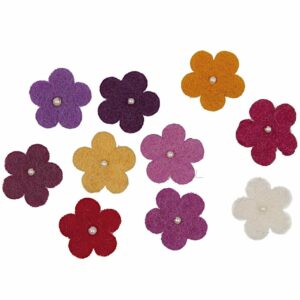Rico Design Filzblüten mit Perlen 10 Stück rotmix