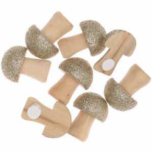 Ohhh! Lovely! Holzsticker Pilz mit Glitter natur-gold 8 Stück