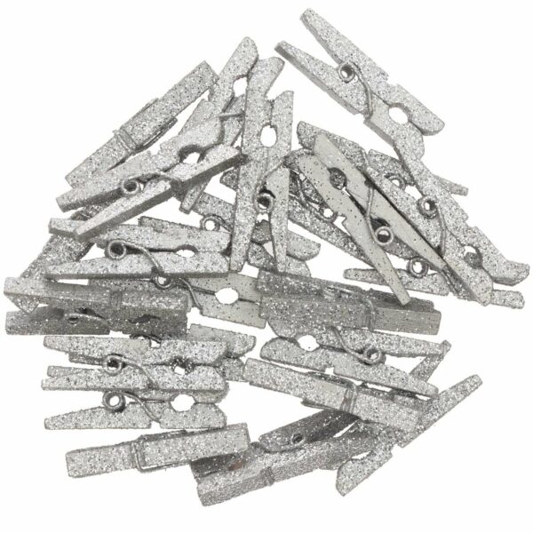 Ohhh! Lovely! Holzklammern mit Glitter 4x30mm 24 Stück silber