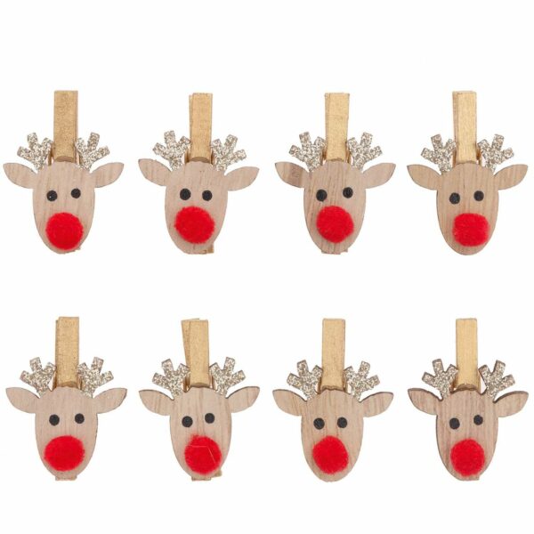 Ohhh! Lovely! Dekoklammern mit Glitter Rentier 3cm 8 Stück gold