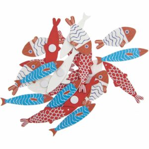 Ohhh! Lovely! Holzsticker Fisch Mix rot-blau 24 Stück