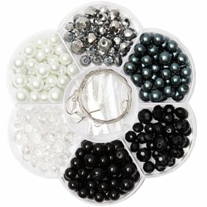 Rico Design Glasschliff-Renaissance-Perlen Set schwarz-weiß 249teilig