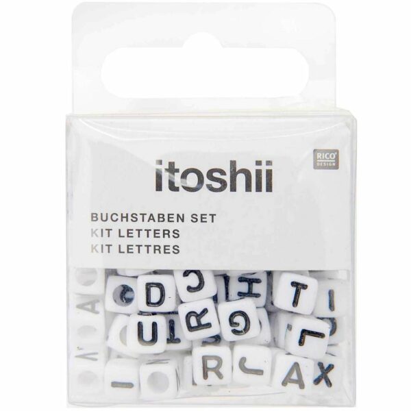 Rico Design itoshii Buchstaben Mix Würfel 6x6x6mm 99 Stück weiß