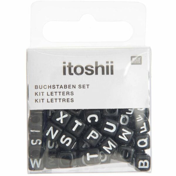 Rico Design itoshii Buchstaben Mix Würfel 6x6x6mm 99 Stück schwarz