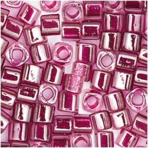 Rico Design itoshii cube Perlen 3x3mm 6g transparent Einzug magenta