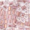 Rico Design itoshii cube Perlen 3x3mm 6g transparent Einzug rosa irisierend