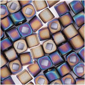 Rico Design itoshii cube Perlen 3x3mm 6g lila matt regenbogen