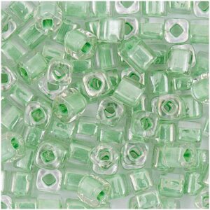 Rico Design itoshii cube Perlen 3x3mm 6g transparent Einzug mintgrün