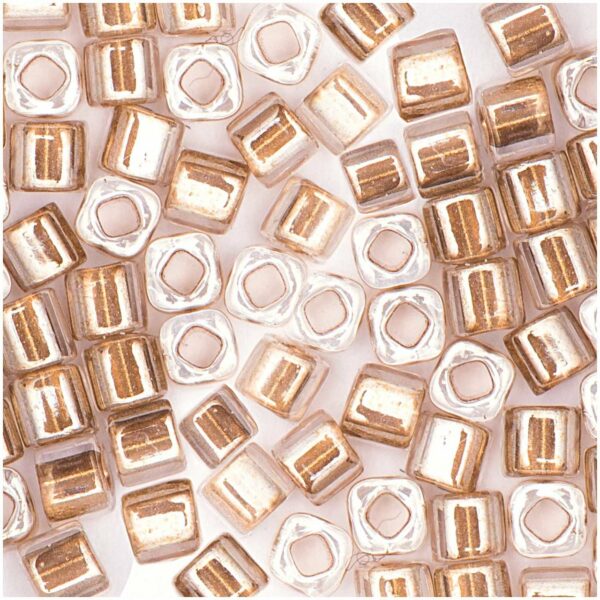 Rico Design itoshii cube Perlen 3x3mm 6g transparent Einzug gold metallic