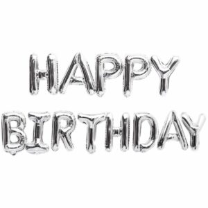 YEY! Let's Party Folienballon-Set Happy Birthday silber 13teilig