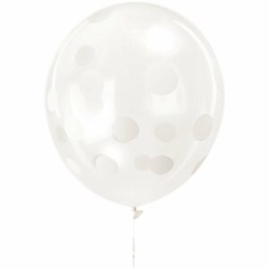 YEY! Let's Party Luftballon Punkte/unifarben transparent-weiß 30cm 12 Stück