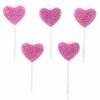 YEY! Let's Party Kerzen Herzen Glitter rosa 5 Stück