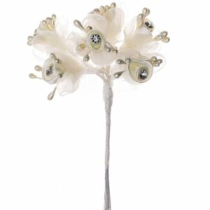 Wickelblüte mit Strass creme 6 Stück