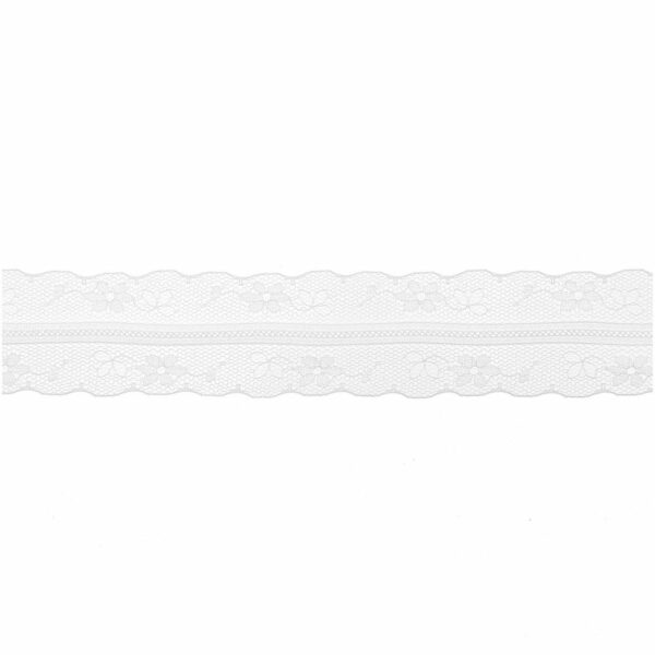 Spitzendband Blüte zart weiß 34mm