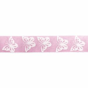 Dekorband Schmetterlinge rosa-weiß 2