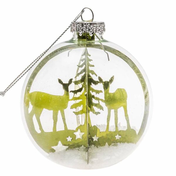 3D-Baumschmuck Rehe im Schnee grün 8cm