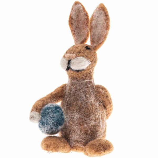 Filz-Osterhase braun-blau-weiß 14cm