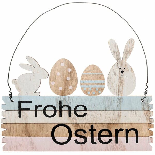 Holzschild Frohe Ostern mehrfarbig 21cm