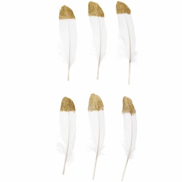 Ohhh! Lovely! Federn ca. 18cm 6 Stück weiß-gold