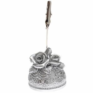 Kartenhalter Rose 9cm weiß silber