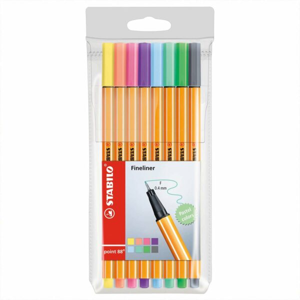 STABILO Point 88 Fineliner Pastell im Etui 8 Farben