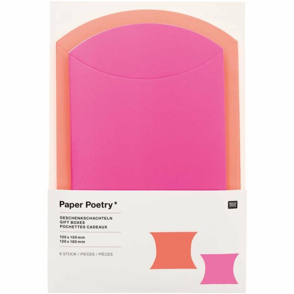 Paper Poetry Geschenkschachteln Set 6 Stück neon rot-pink