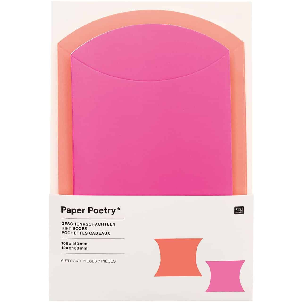Paper Poetry Geschenkschachteln Set 6 Stück neon rot-pink