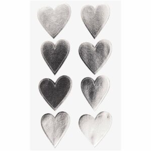 Paper Poetry Sticker Herzen 4 Blatt silber