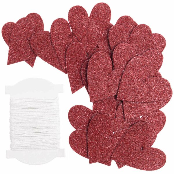 Paper Poetry Papieranhänger Herzen Glitter rot 3x3