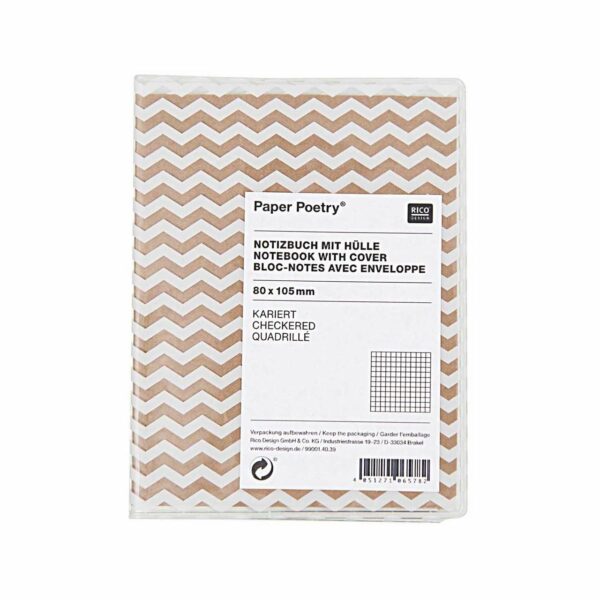 Paper Poetry Notizbuch A7 mit Hülle Zickzack weiß