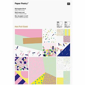 Paper Poetry Motivpapier Block Konfetti 21x30cm 30 Blatt Hot Foil