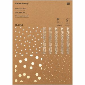 Paper Poetry Kraftpapier Block Punkte 270g/m² 20 Blatt Hot Foil
